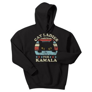 Cat Ladies For Kamala Harris President 2024 Funny Cat Lady Gift Kids Hoodie