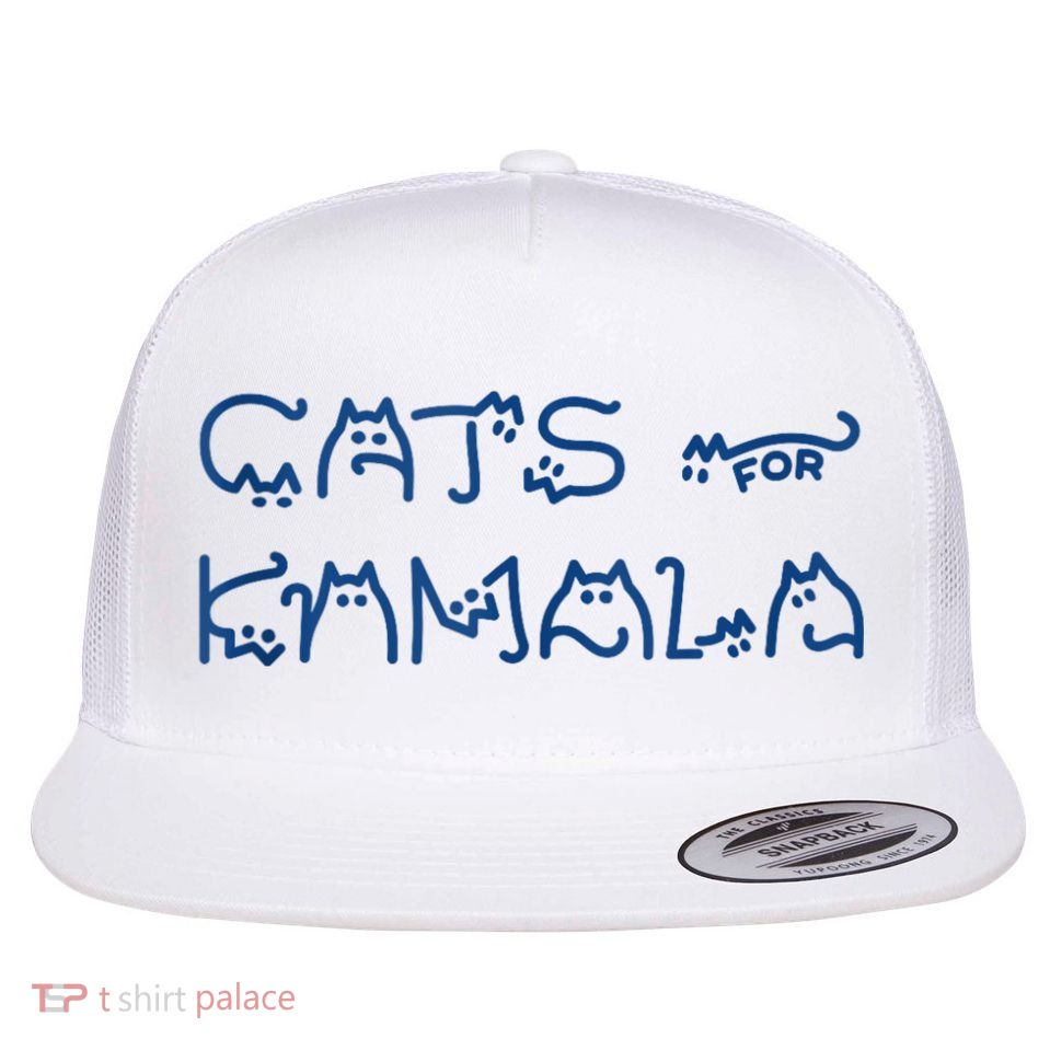 Cat Ladies For Kamala Cat Typography Alphabet Cute Simple Flatbill Hat