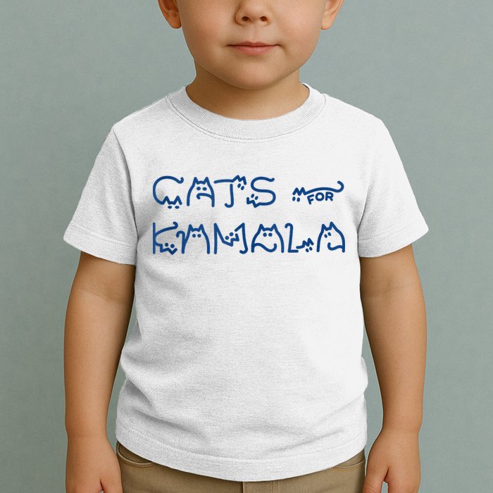 Cat Ladies For Kamala Cat Typography Alphabet Cute Simple Toddler T-Shirt