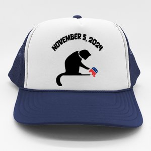 Cat Ladies For Kamala Harris Funny Cat With Pearls Trucker Hat