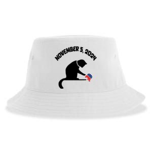 Cat Ladies For Kamala Harris Funny Cat With Pearls Sustainable Bucket Hat