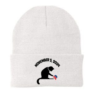 Cat Ladies For Kamala Harris Funny Cat With Pearls Knit Cap Winter Beanie