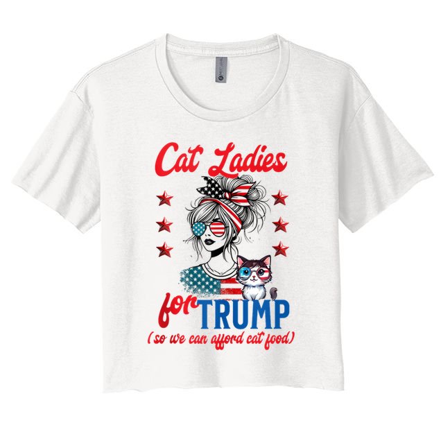 Cat Lady For Trump Funny Political Crop Top