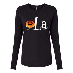 Comma La Funny Kamala Harris Halloween Pumpkin Womens Cotton Relaxed Long Sleeve T-Shirt