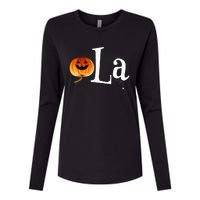 Comma La Funny Kamala Harris Halloween Pumpkin Womens Cotton Relaxed Long Sleeve T-Shirt