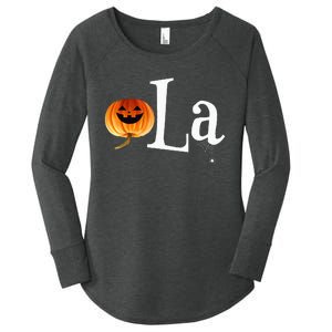 Comma La Funny Kamala Harris Halloween Pumpkin Women's Perfect Tri Tunic Long Sleeve Shirt