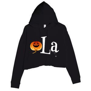 Comma La Funny Kamala Harris Halloween Pumpkin Crop Fleece Hoodie