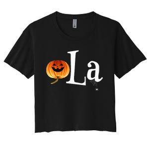 Comma La Funny Kamala Harris Halloween Pumpkin Women's Crop Top Tee