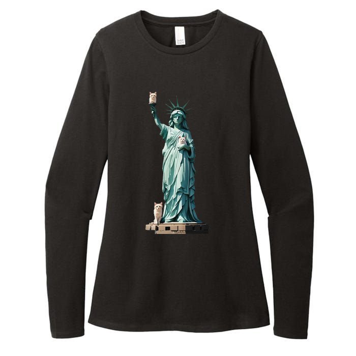 Cat Ladies For Kamala Statue Of Liberty With Cats Womens CVC Long Sleeve Shirt