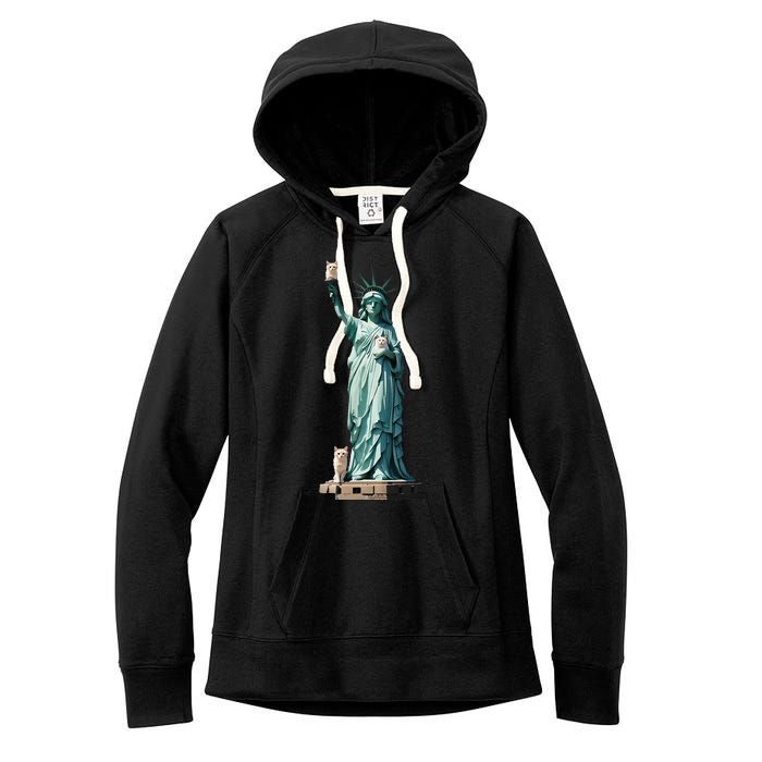 Cat Ladies For Kamala Statue Of Liberty With Cats Women's Fleece Hoodie