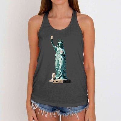 Cat Ladies For Kamala Statue Of Liberty With Cats Women's Knotted Racerback Tank