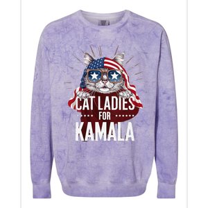 Cat Ladies For Kamala Patriot Design Colorblast Crewneck Sweatshirt