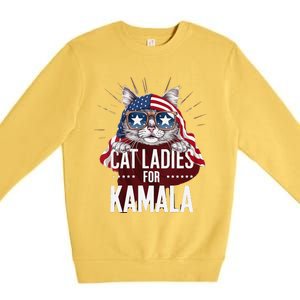 Cat Ladies For Kamala Patriot Design Premium Crewneck Sweatshirt