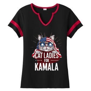 Cat Ladies For Kamala Patriot Design Ladies Halftime Notch Neck Tee