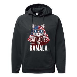 Cat Ladies For Kamala Patriot Design Performance Fleece Hoodie