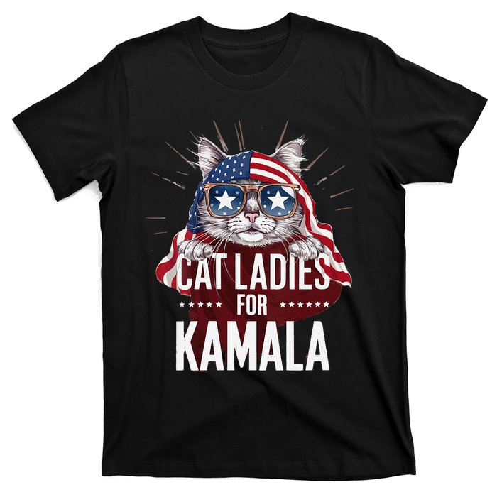 Cat Ladies For Kamala Patriot Design T-Shirt