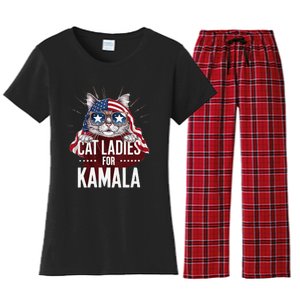 Cat Ladies For Kamala Patriot Design Women's Flannel Pajama Set