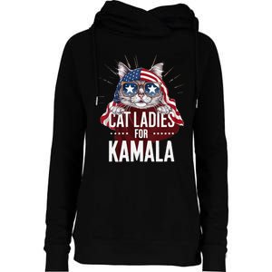 Cat Ladies For Kamala Patriot Design Womens Funnel Neck Pullover Hood