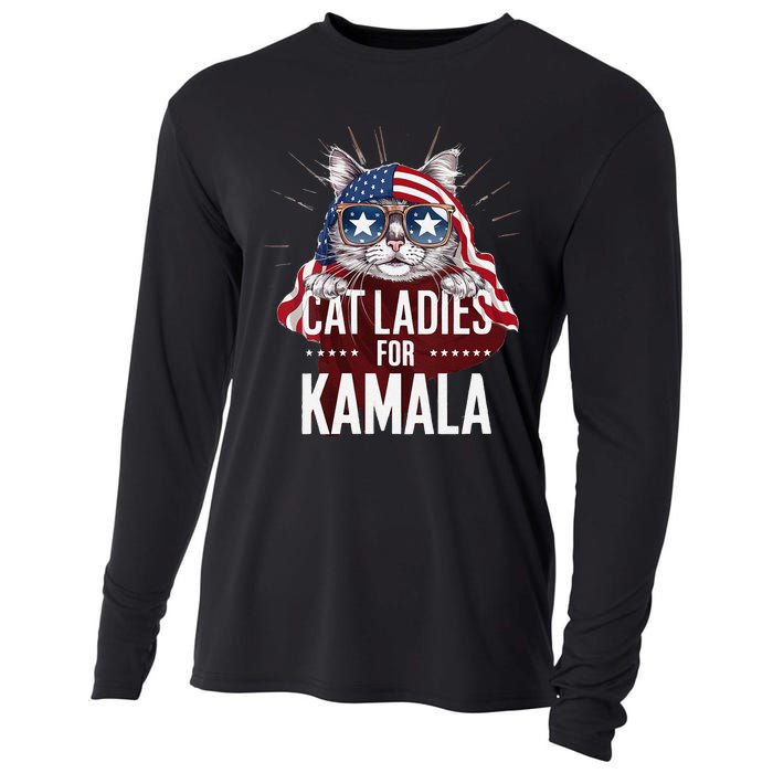 Cat Ladies For Kamala Patriot Design Cooling Performance Long Sleeve Crew