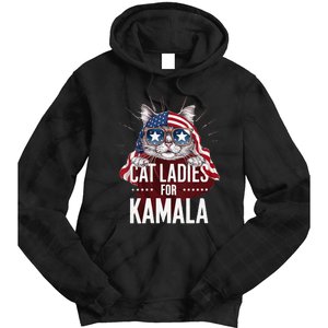 Cat Ladies For Kamala Patriot Design Tie Dye Hoodie