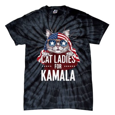 Cat Ladies For Kamala Patriot Design Tie-Dye T-Shirt