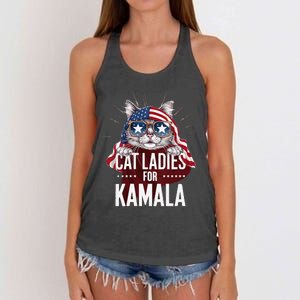 Cat Ladies For Kamala Patriot Design Women's Knotted Racerback Tank