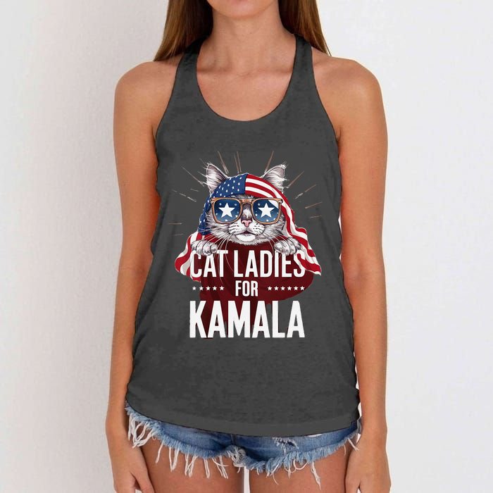 Cat Ladies For Kamala Patriot Design Women's Knotted Racerback Tank