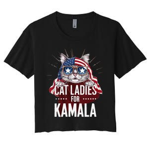 Cat Ladies For Kamala Patriot Design Women's Crop Top Tee