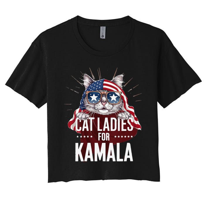 Cat Ladies For Kamala Patriot Design Women's Crop Top Tee