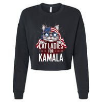 Cat Ladies For Kamala Patriot Design Cropped Pullover Crew