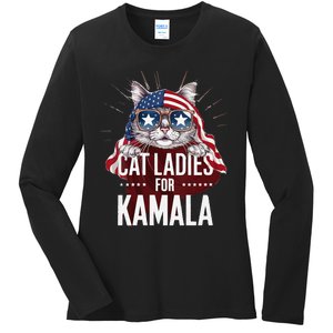 Cat Ladies For Kamala Patriot Design Ladies Long Sleeve Shirt