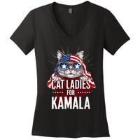 Cat Ladies For Kamala Patriot Design Women's V-Neck T-Shirt