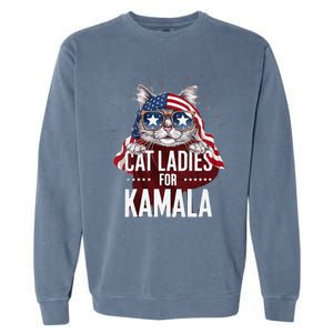 Cat Ladies For Kamala Patriot Design Garment-Dyed Sweatshirt