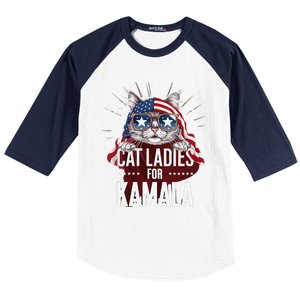 Cat Ladies For Kamala Patriot Design Baseball Sleeve Shirt