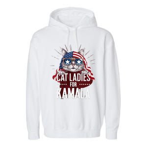 Cat Ladies For Kamala Patriot Design Garment-Dyed Fleece Hoodie