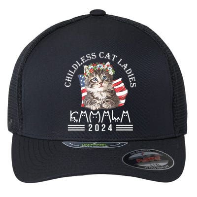 Cat Lady Fun Childless Cat Ladies 2024 Flexfit Unipanel Trucker Cap