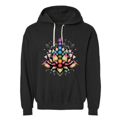 Chakra Lotus Flower Spiritual Yoga Lover Garment-Dyed Fleece Hoodie