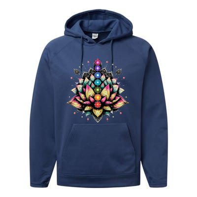 Chakra Lotus Flower Spiritual Yoga Lover Performance Fleece Hoodie