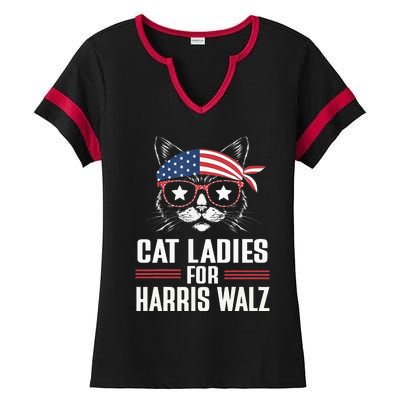 Cat Ladies For Harris Waltz Cat 2024 Ladies Halftime Notch Neck Tee