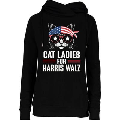 Cat Ladies For Harris Waltz Cat 2024 Womens Funnel Neck Pullover Hood