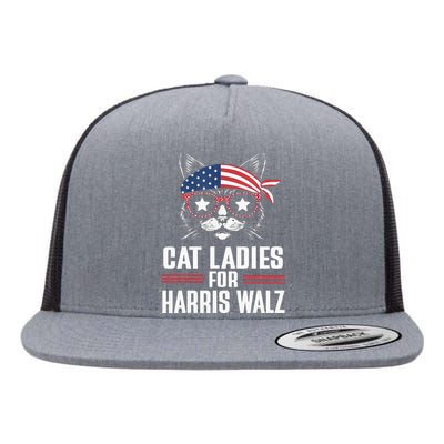 Cat Ladies For Harris Waltz Cat 2024 Flat Bill Trucker Hat