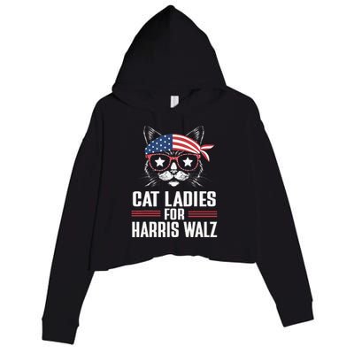 Cat Ladies For Harris Waltz Cat 2024 Crop Fleece Hoodie