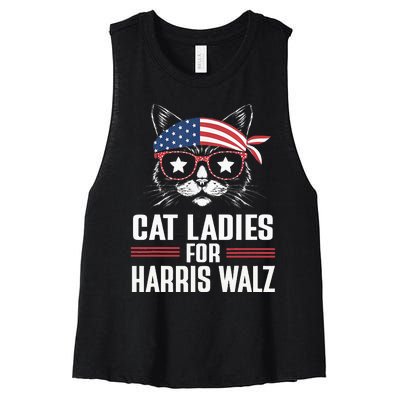 Cat Ladies For Harris Waltz Cat 2024 Women's Racerback Cropped Tank