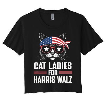 Cat Ladies For Harris Waltz Cat 2024 Women's Crop Top Tee