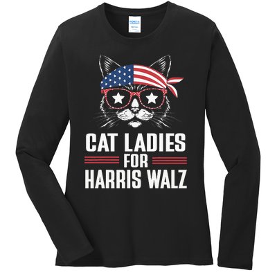 Cat Ladies For Harris Waltz Cat 2024 Ladies Long Sleeve Shirt