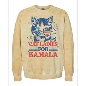 Cat Ladies For Kamala Funny Cat President Kamalaharris 2024 Colorblast Crewneck Sweatshirt