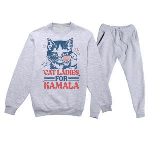 Cat Ladies For Kamala Funny Cat President Kamalaharris 2024 Premium Crewneck Sweatsuit Set