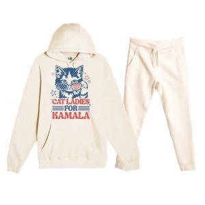 Cat Ladies For Kamala Funny Cat President Kamalaharris 2024 Premium Hooded Sweatsuit Set