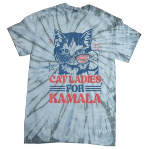 Cat Ladies For Kamala Funny Cat President Kamalaharris 2024 Tie-Dye T-Shirt