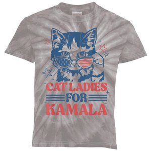 Cat Ladies For Kamala Funny Cat President Kamalaharris 2024 Kids Tie-Dye T-Shirt